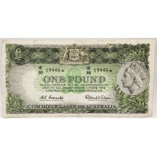 AUSTRALIA 1961 . ONE 1 POUND BANKNOTE . COOMBS/WILSON . STAR NOTE